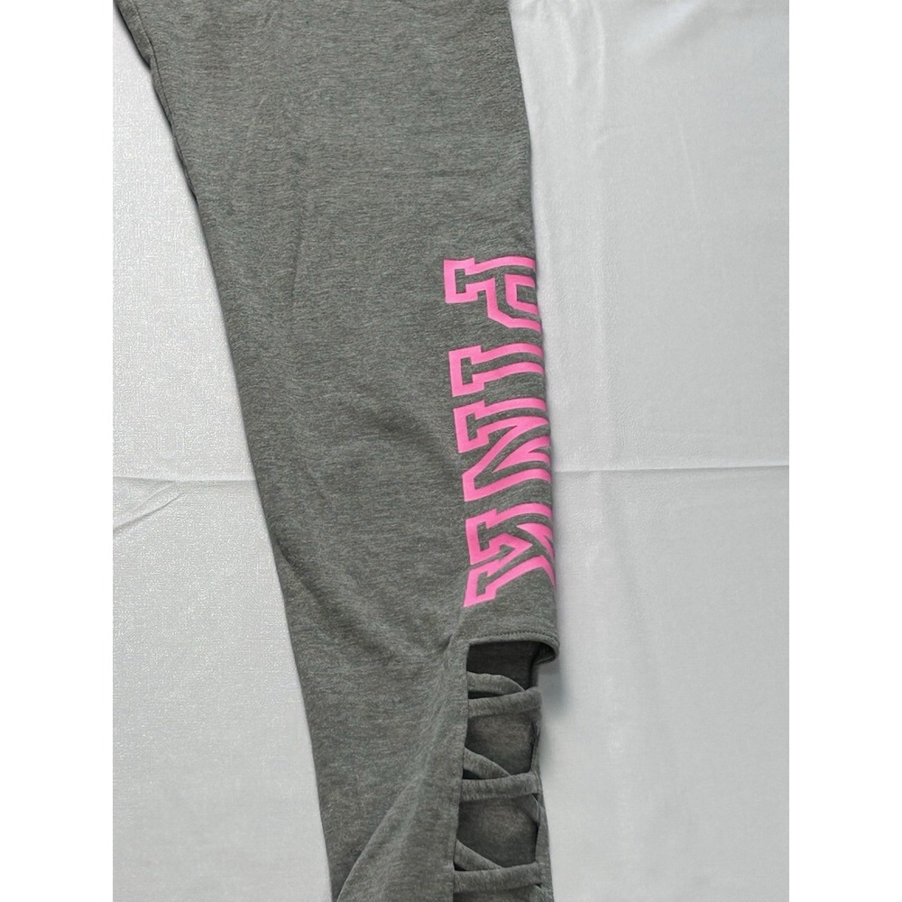 Aesthetic Victoria's Secret PINK Gray Yoga Leggings Pink Trim Size M Gymboree - Picture 3 of 12